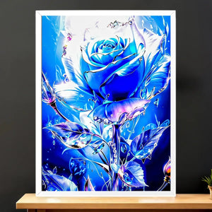 Cadre Blanc Rose Bleue