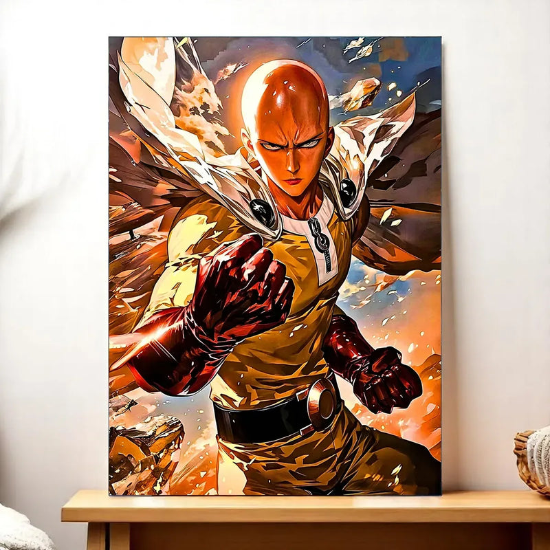 Tableau Saitama One Punch Man illustré à la main en Anjou