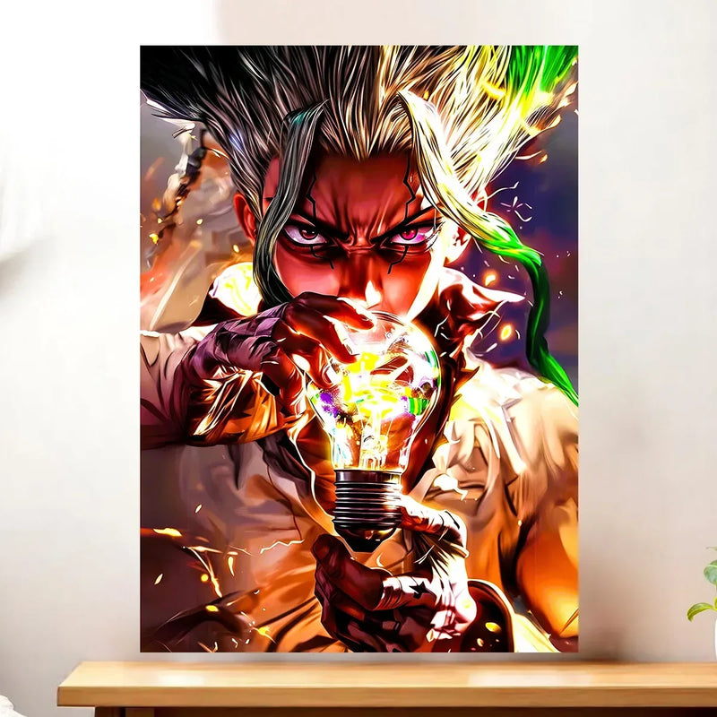 Affiche Senku Dr Stone illustrée à la main en Anjou