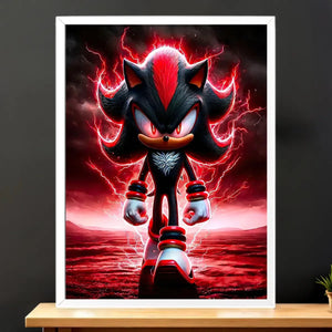 Cadre Blanc Shadow the Hedgehog SEGA illustré à la main en Anjou