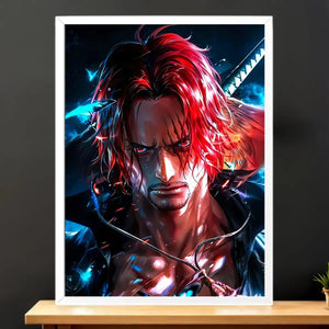 Cadre Blanc Shanks One Piece illustré à la main en Anjou