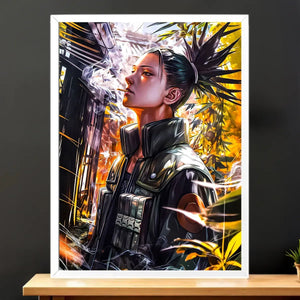 Cadre Blanc Shikamaru Naruto illustré à la main en Anjou