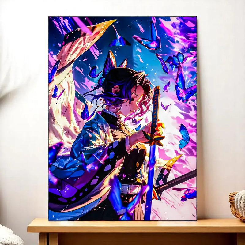 Tableau Shinobu Kocho Demon Slayer illustré à la main en Anjou