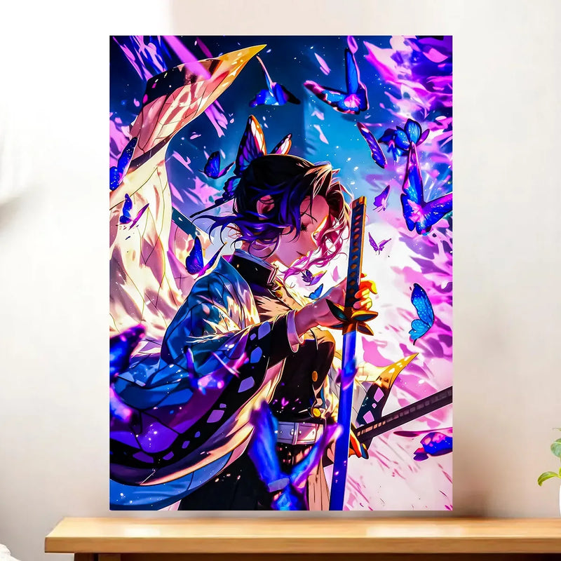 Affiche Shinobu Kocho Demon Slayer illustrée à la main en Anjou