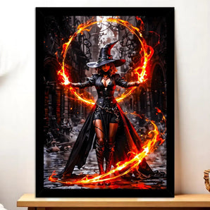 Cadre Noir Sorcière Feu