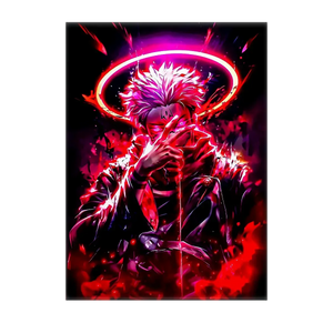 Poster Sukuna Jujutsu Kaisen illustré à la main en Anjou