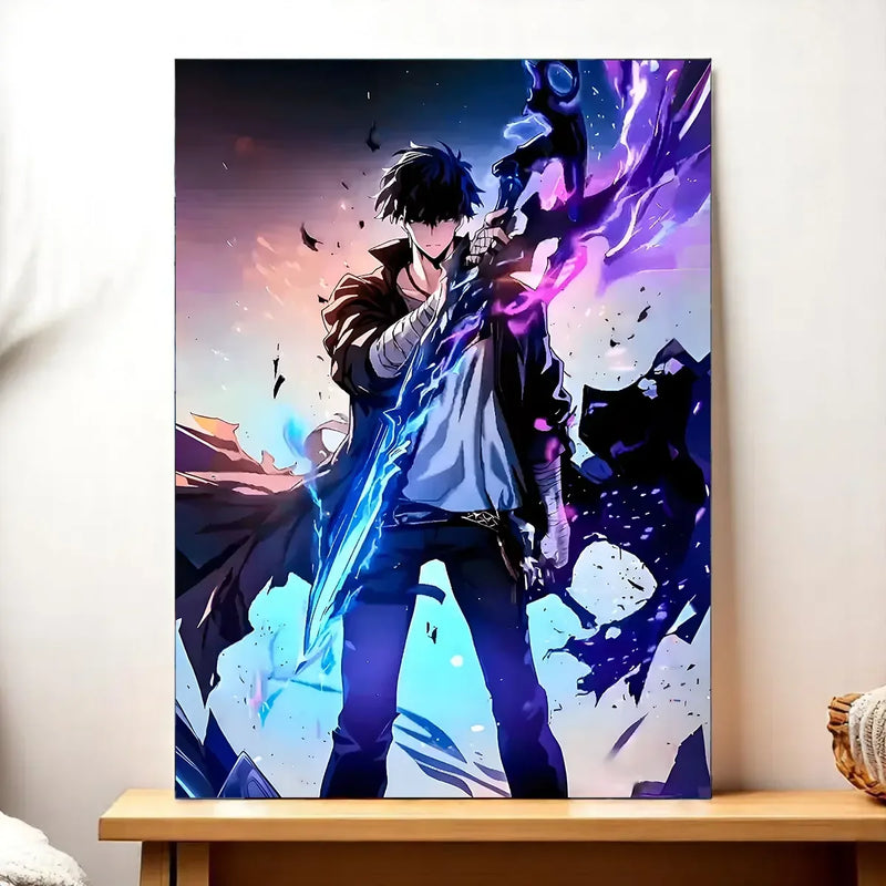 Tableau Sung Jin-Woo Solo Leveling illustré à la main en Anjou
