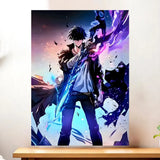 Cadre Blanc Sung Jin-Woo Solo Leveling illustré à la main en Anjou
