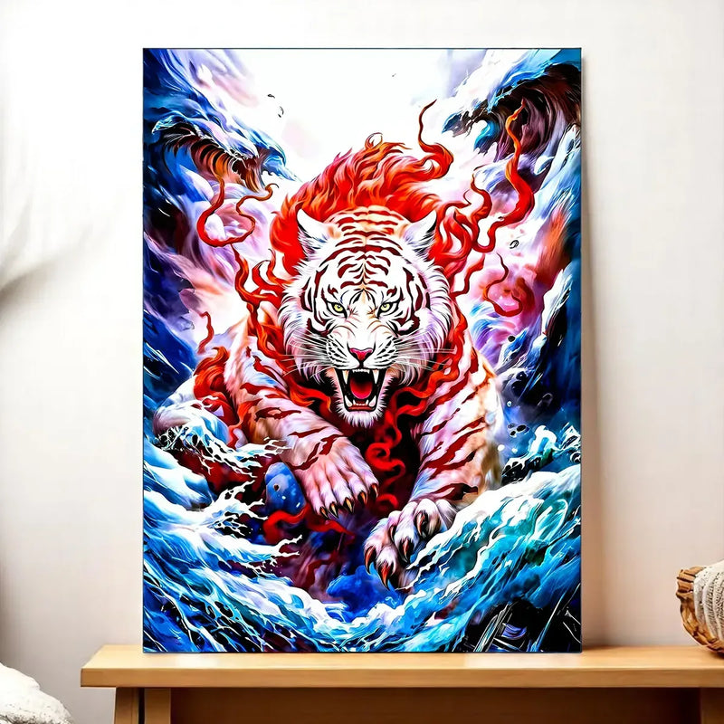 Tableau Tigre Blanc illustré à la main en Anjou