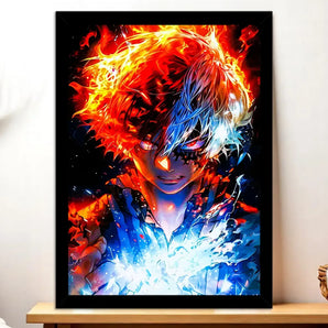 Cadre Noir Shoto Todoroki illustré à la main en Anjou