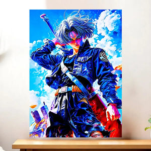 Affiche Trunks Dragon Ball illustrée à la main en Anjou