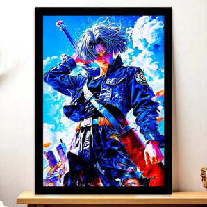 Cadre Noir Trunks Dragon Ball illustré à la main en Anjou