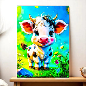 Tableau Vache illustré à la main en Anjou