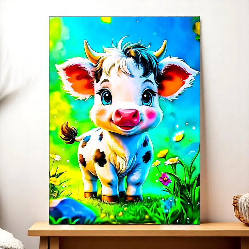 Tableau Vache illustré à la main en Anjou