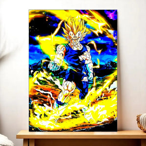 Tableau Majin Vegeta Dragon Ball illustré à la main en Anjou