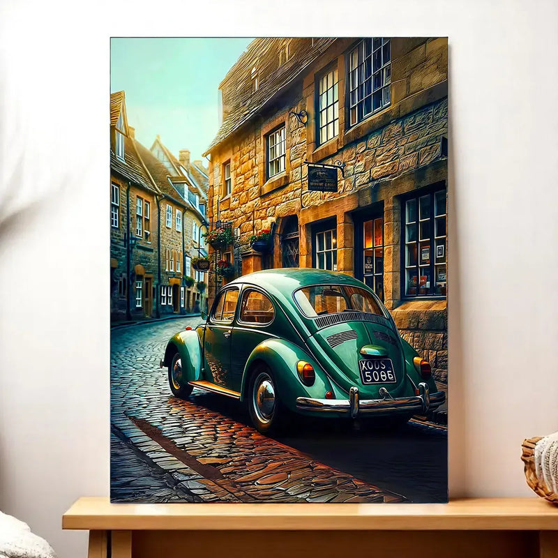 Tableau Voiture Ancienne illustré à la main en Anjou