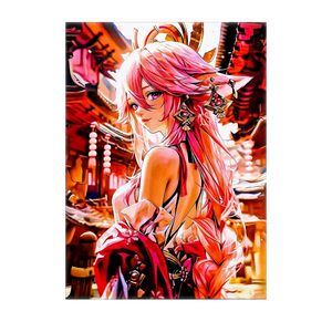 Poster Yae Miko Genshin Impact illustré à la main en Anjou