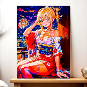 Tableau Yoimiya Genshin Impact illustré à la main en Anjou