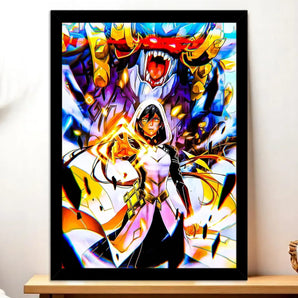Cadre Noir Zhongli Genshin Impact illustré à la main en Anjou