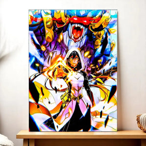 Tableau Zhongli Genshin Impact illustré à la main en Anjou