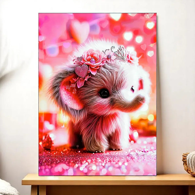 Tableau Éléphant Rose illustré à la main en Anjou