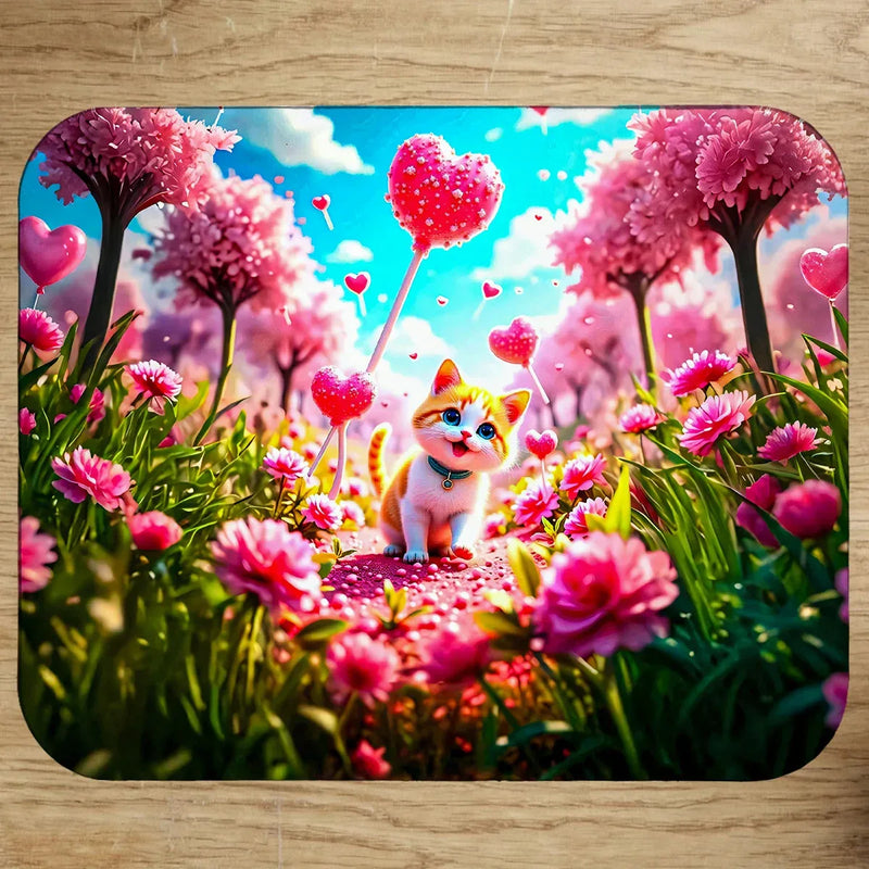 Tapis de Souris Chat Coeur illustré à la main en Anjou