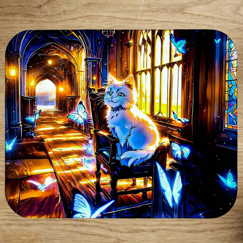 Tapis de Souris Chat Papillon illustré à la main en Anjou