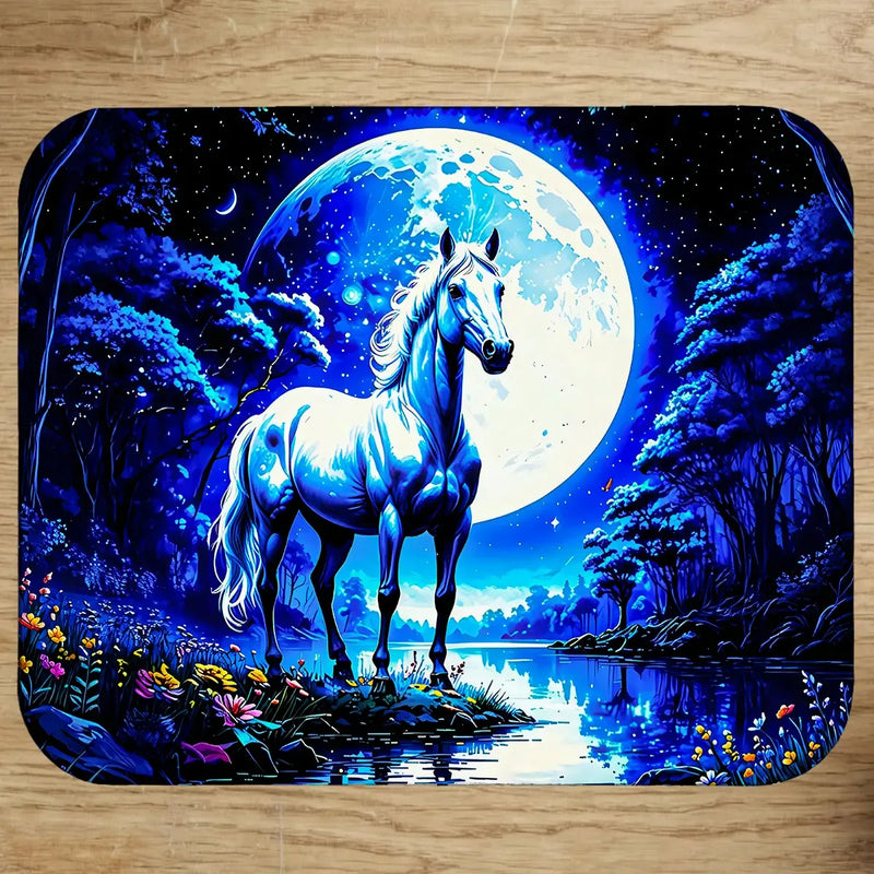 Tapis de Souris Cheval Blanc illustré à la main en Anjou