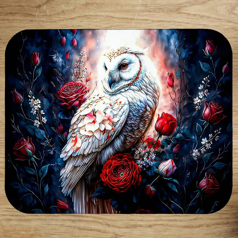 Tapis de Souris Chouette Effraie illustré à la main en Anjou