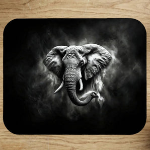 Tapis de Souris Éléphant Noir et Blanc illustré à la main en Anjou