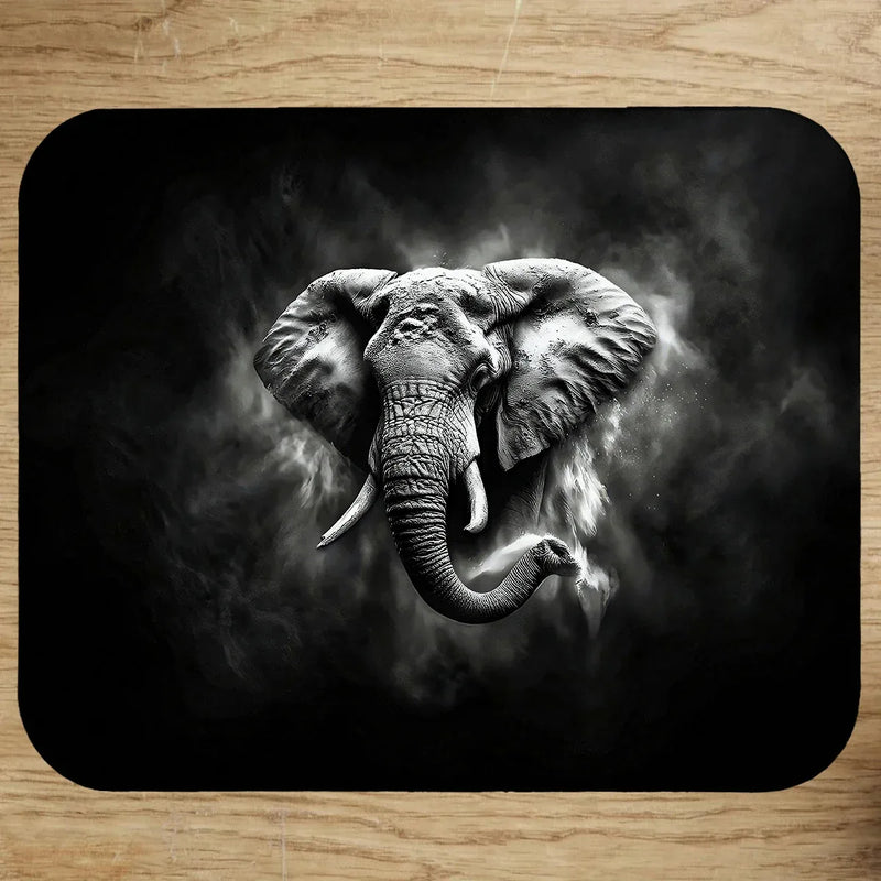 Tapis de Souris Éléphant Noir et Blanc illustré à la main en Anjou