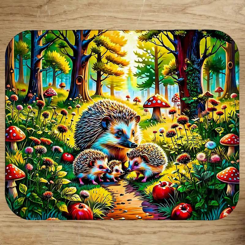 Tapis de Souris Hérisson Famille illustré à la main en Anjou