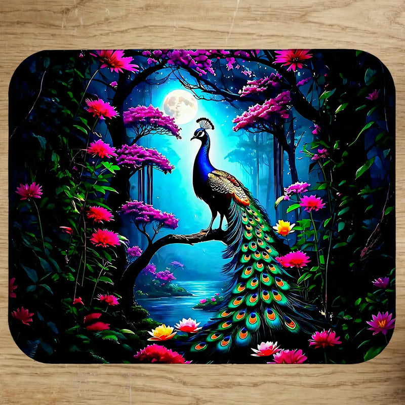 Tapis de Souris Paon illustré à la main en Anjou
