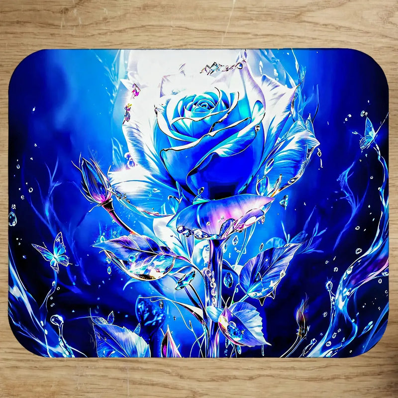 Tapis de Souris Rose Bleue illustré à la main en Anjou