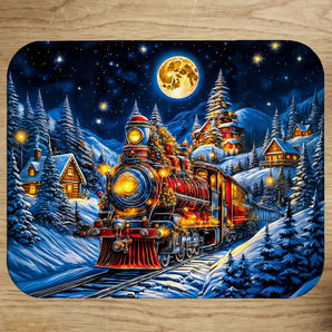 Tapis de Souris Train de Noël illustré à la main en Anjou