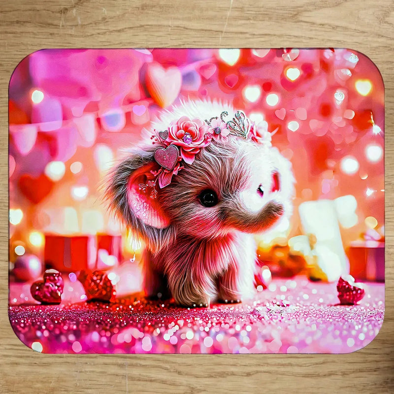 Tapis de Souris Éléphant Rose illustré à la main en Anjou