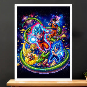 Cadre Blanc Dragon Ball Super illustré à la main en Anjou