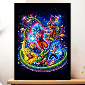 Cadre Noir Dragon Ball Super illustré à la main en Anjou