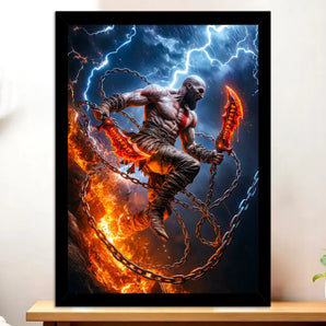 Cadre Noir God of War illustré à la main en Anjou