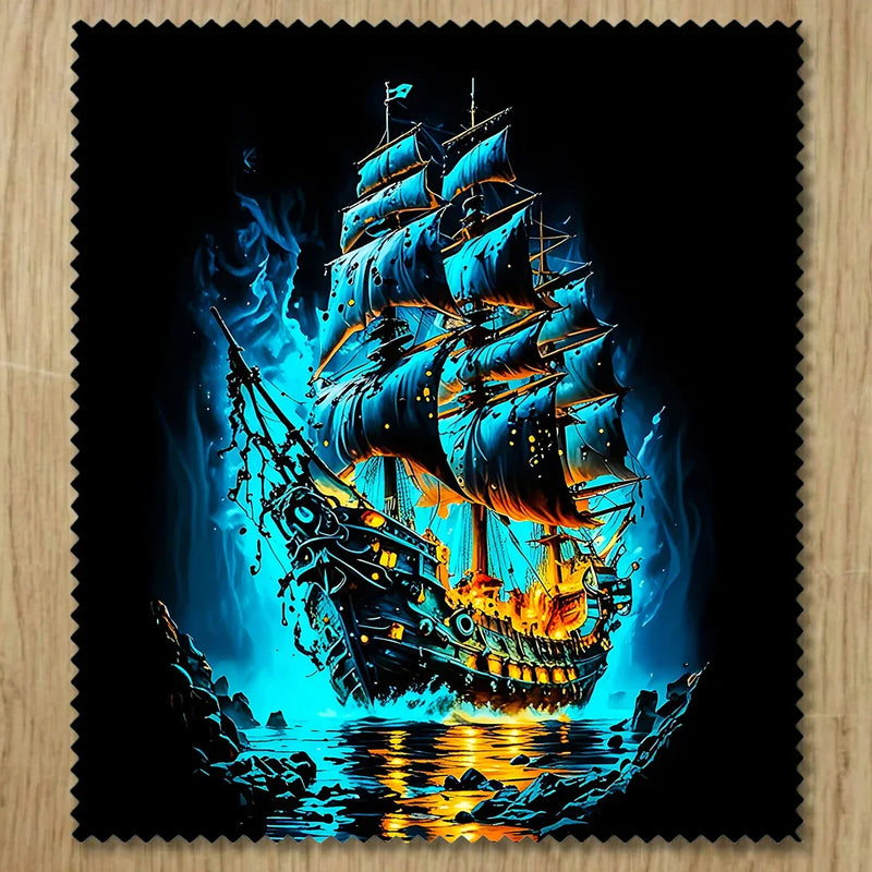 Chiffonnette Bateau Pirate illustrée à la main en Anjou