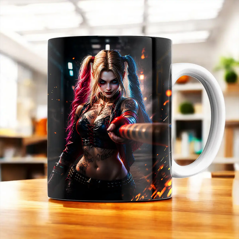 Mug Harley Quinn illustré à la main en Anjou