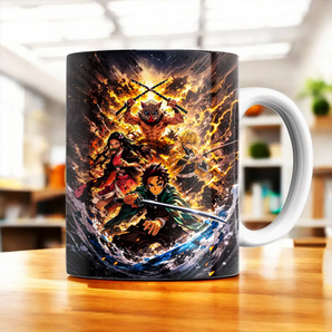 Mug Kimetsu no Yaiba Demon Slayer illustré à la main en Anjou