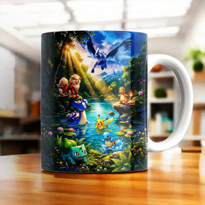 Mug Pokémon starters de Kanto illustré à la main en Anjou