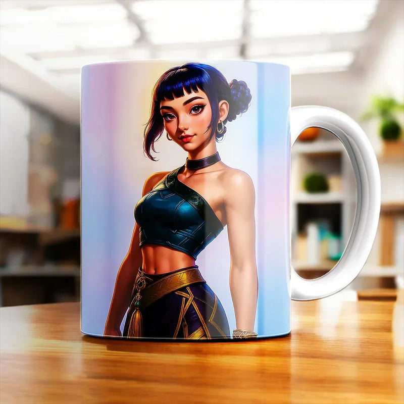 Mug Zoey KPop Demon Hunters illustré à la main en Anjou