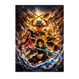 Poster Kimetsu no Yaiba Demon Slayer illustré à la main en Anjou