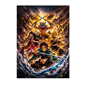 Poster Kimetsu no Yaiba Demon Slayer illustré à la main en Anjou