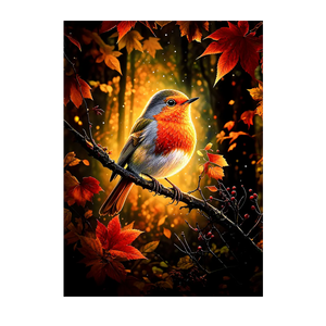 Poster Rouge-Gorge illustré à la main en Anjou