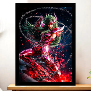 Cadre Noir Shun d'Andromède Saint Seiya illustré à la main en Anjou