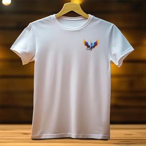t-shirt-licorne-blanc-licorne-aile-couleur-petite-impression-devant - Les Bois d'Aurore