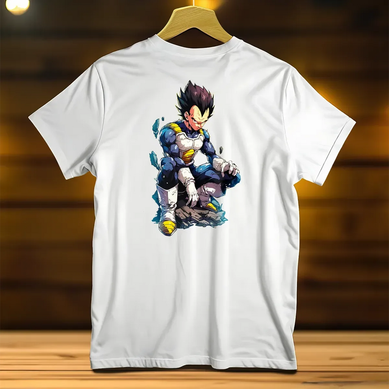 T-Shirt Vegeta Dragon Ball Z illustré à la main en Anjou